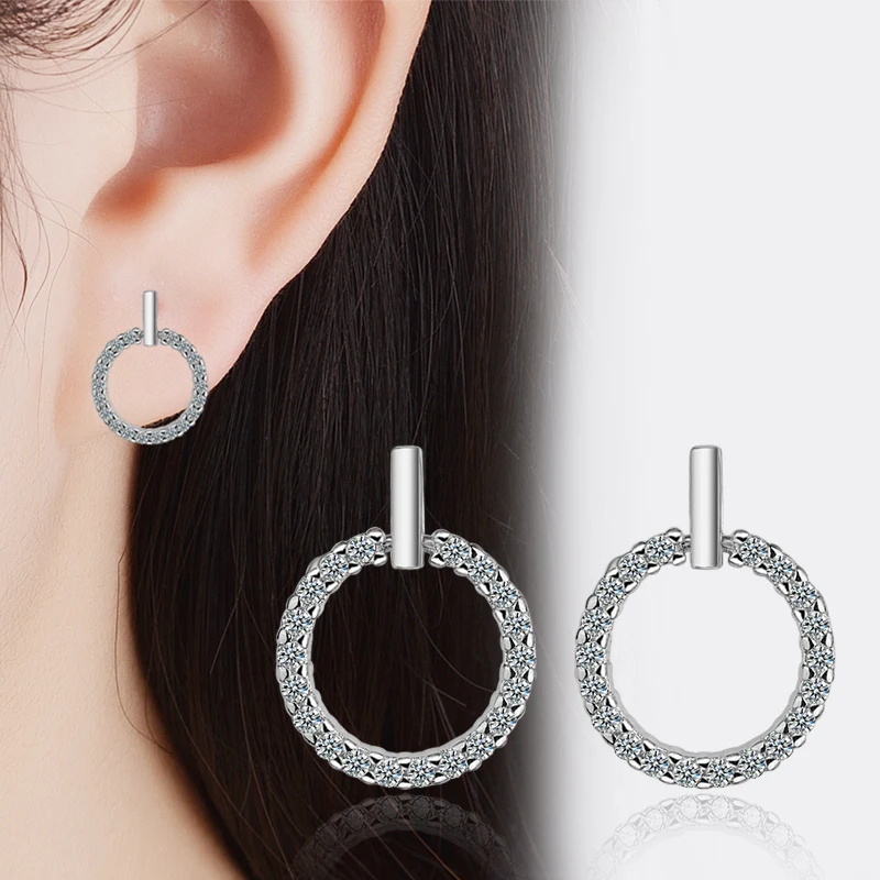 Drop Shipping 925 Sterling Silver Luxury Clear Crystal Rhinestone Geometric Round Circle Stud Earring Brincos de Prata For Women
Drop Shipping 925 Sterling Silver Luxury Clear Crystal Rhinestone Geometric Round Circle Stud Earring Brincos de Prata For Women
