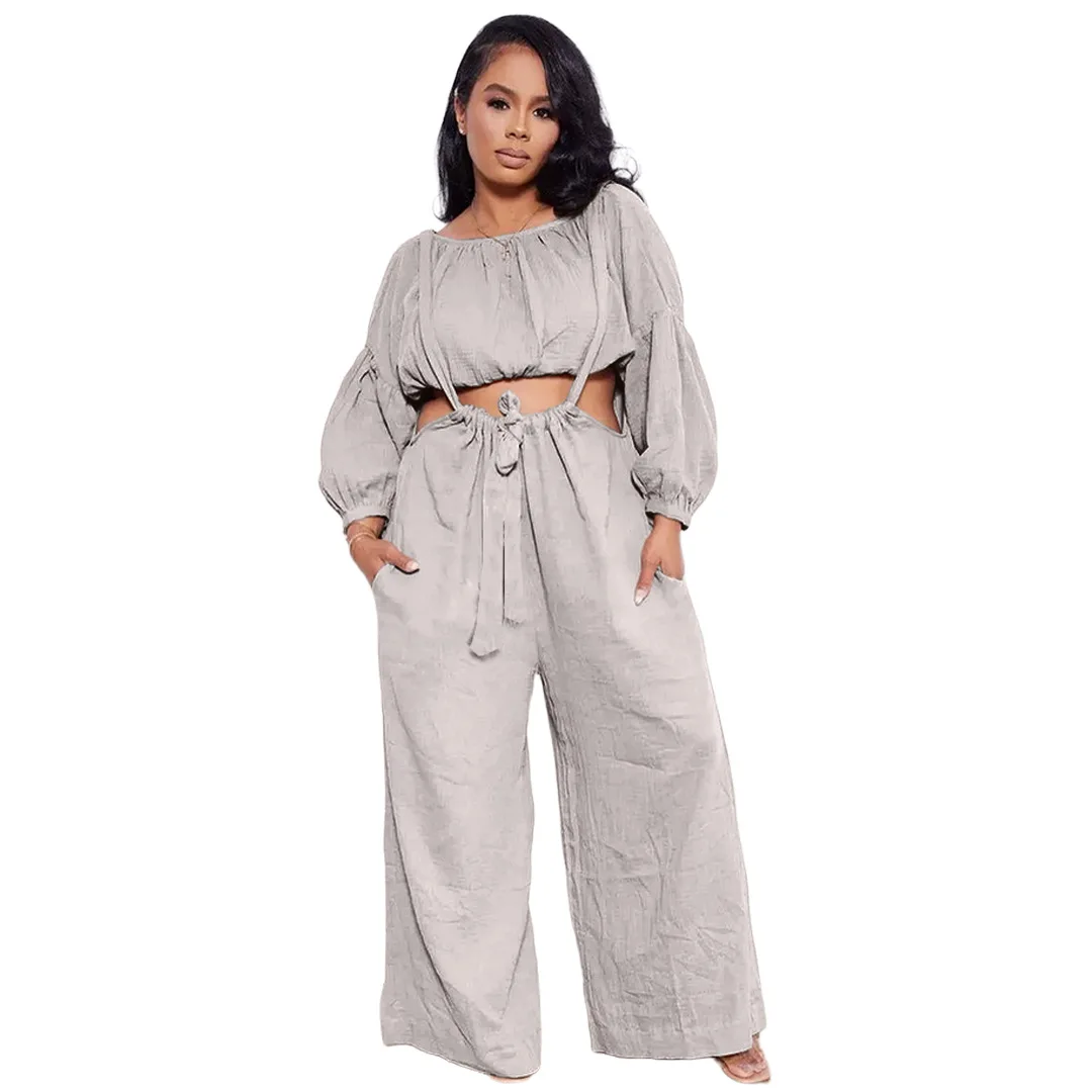 Women's two piece set nightclub clothes cotton pleated suspender strap wide leg pants sets tracksuit outfits
Women's two piece set nightclub clothes cotton pleated suspender strap wide leg pants sets tracksuit outfits