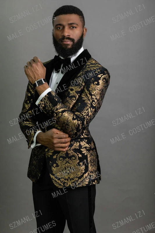 New Elegant 2021 Costume Homme Shawl Lapel Black Jacquard Dinner Party Groom Wear Men Wedding Suits for Men Prom Tuxedo Blazer 
New Elegant 2021 Costume Homme Shawl Lapel Black Jacquard Dinner Party Groom Wear Men Wedding Suits for Men Prom Tuxedo Blazer