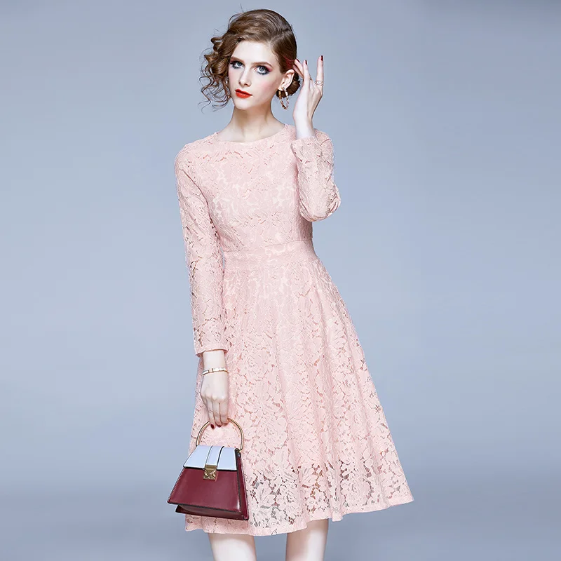 Simgent Elegant Lace Dress Fashion Women Long Sleeve A Line Casual Work Dresses Sky Blue Pink Woman Clothing SG003313
Simgent Elegant Lace Dress Fashion Women Long Sleeve A Line Casual Work Dresses Sky Blue Pink Woman Clothing SG003313