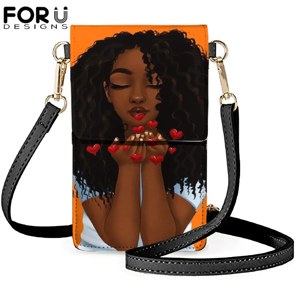 FORUDESIGNS 1 pcs Women's Mobile Phone Bag Afro Girls Design Touchable PU Leather Change Bag Crossbody Mobile Phone Pouch Wallet 
FORUDESIGNS 1 pcs Women's Mobile Phone Bag Afro Girls Design Touchable PU Leather Change Bag Crossbody Mobile Phone Pouch Wallet