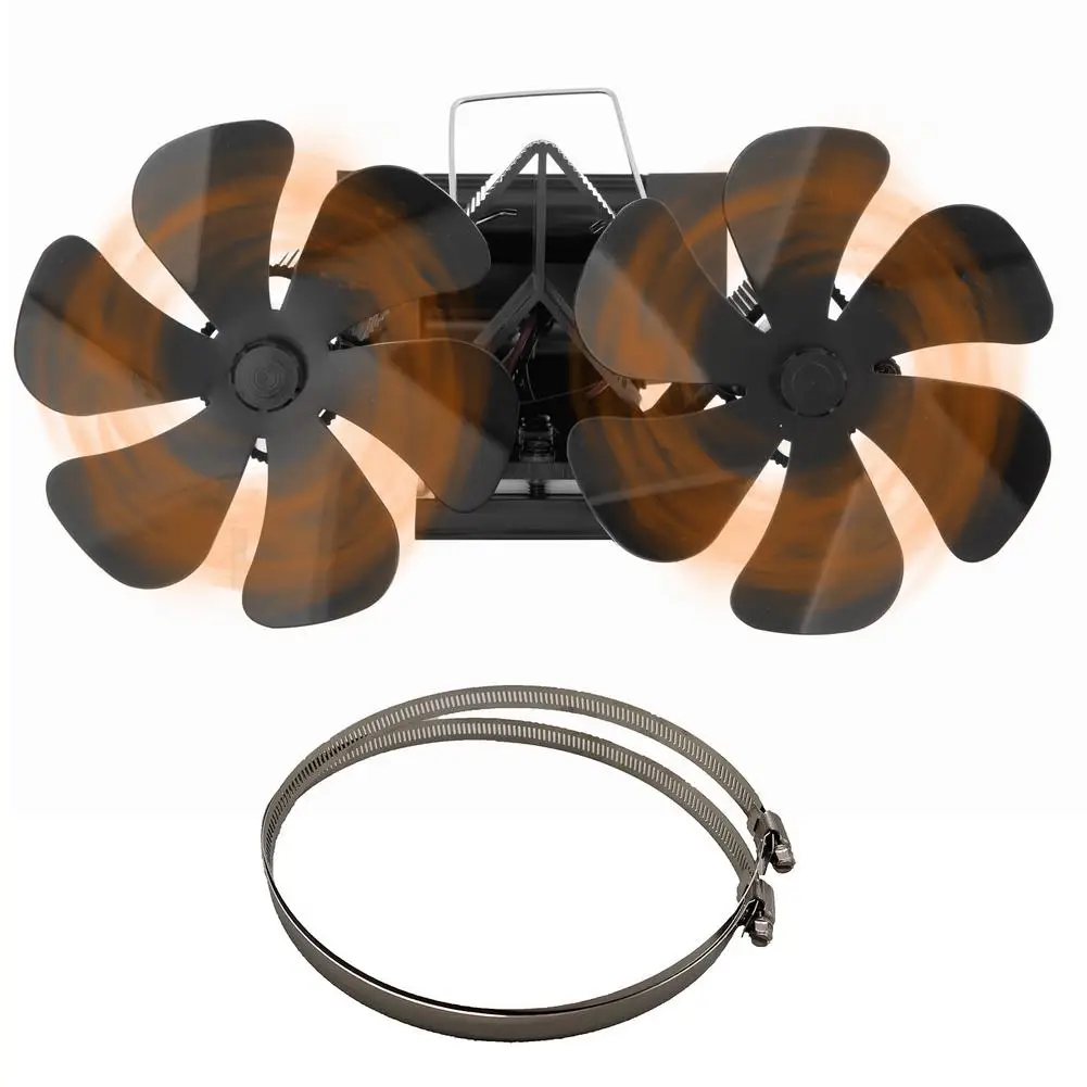 Stove Fan Heat Powered 12-Blade Warm Air Ultra Quiet Circulating Fan Wall-Mounted Twin Fireplace Fan With Clamps Home Heat Distr
Stove Fan Heat Powered 12-Blade Warm Air Ultra Quiet Circulating Fan Wall-Mounted Twin Fireplace Fan With Clamps Home Heat Distr