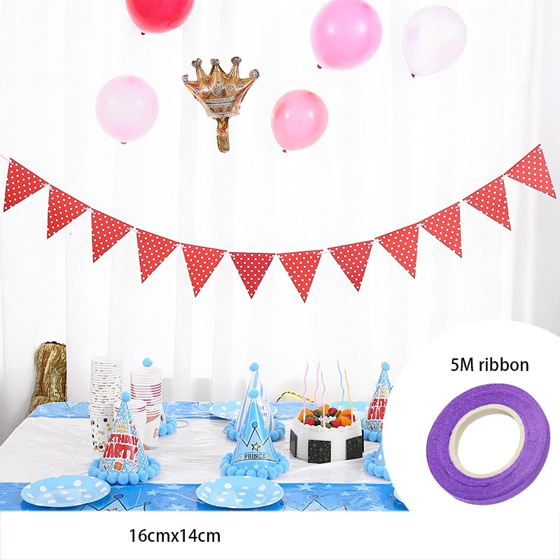 Party decoration bunting holiday triangle pull flag party layout banner baby birthday wave dot bunting decoration scene layout
Party decoration bunting holiday triangle pull flag party layout banner baby birthday wave dot bunting decoration scene layout