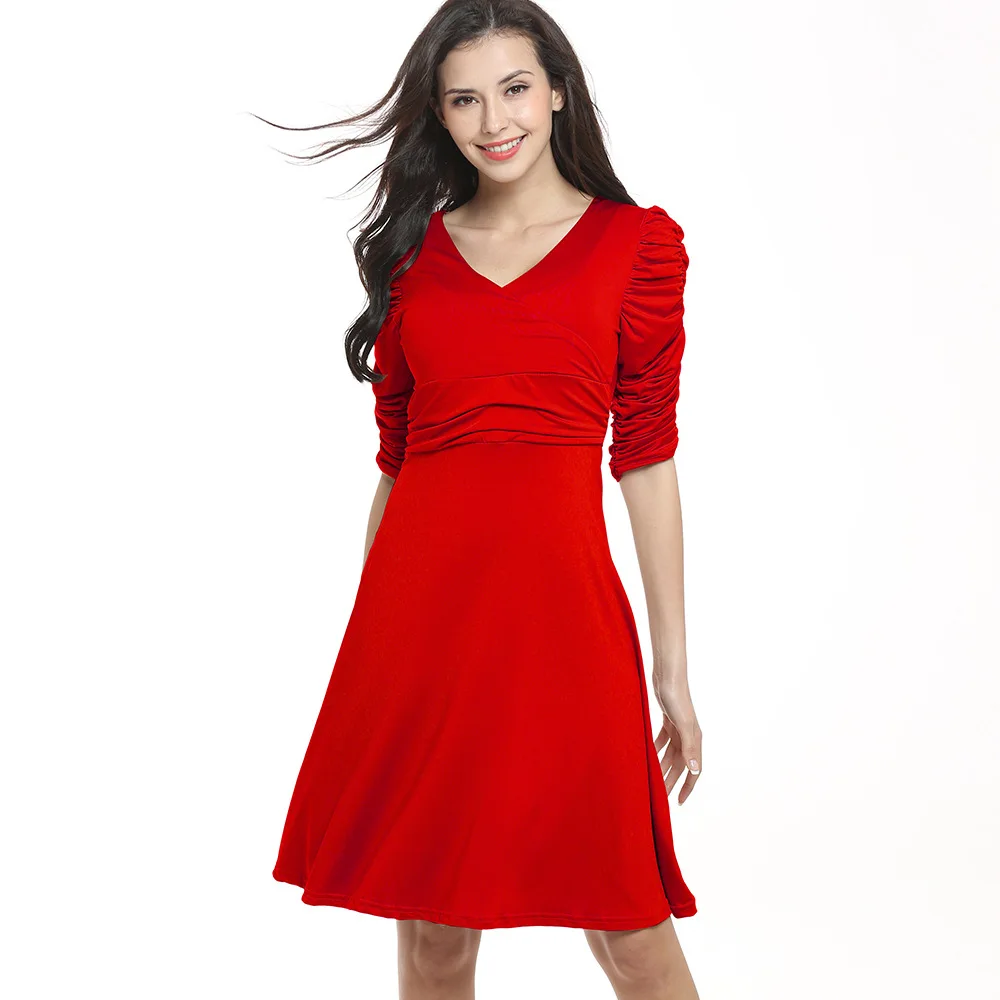Elegant A-Line Solid Dresses Robe Vintage 50s 60s Rockabilly Dress Women Short Sleeve V-Neck Fit Clothing
Elegant A-Line Solid Dresses Robe Vintage 50s 60s Rockabilly Dress Women Short Sleeve V-Neck Fit Clothing