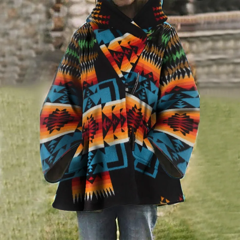 2021 Autumn and Winter Women's Wool Hooded Jackets Long Sleeve Printing Overcoat Loose Retro Cloak Coats Mujer Fashion Jackets
2021 Autumn and Winter Women's Wool Hooded Jackets Long Sleeve Printing Overcoat Loose Retro Cloak Coats Mujer Fashion Jackets
