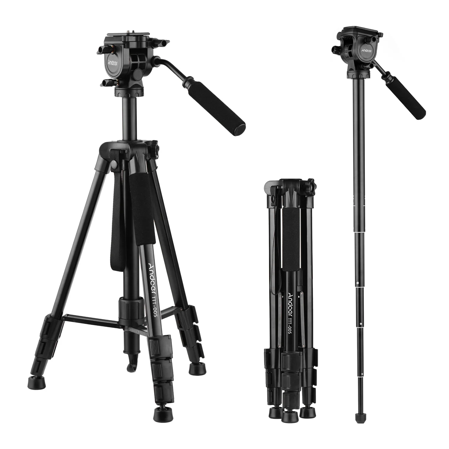 

Aluminum Alloy mini Camera Tripod for phone Stand with Tripod bag Fluid Hydraulic Ball Head Max. Height 65 Inches Max. Load 11lb