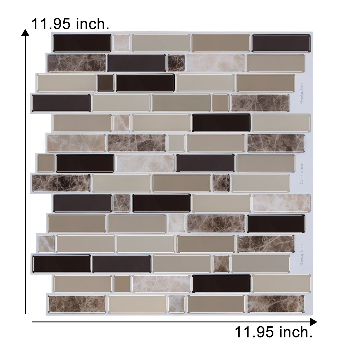 

Vividtiles Mix Color Marble Stone Texture Easy DIY Self-adhesive Vinyl Wallpaper 3D Peel and stick Wall Brick tiles- 1 Sheet