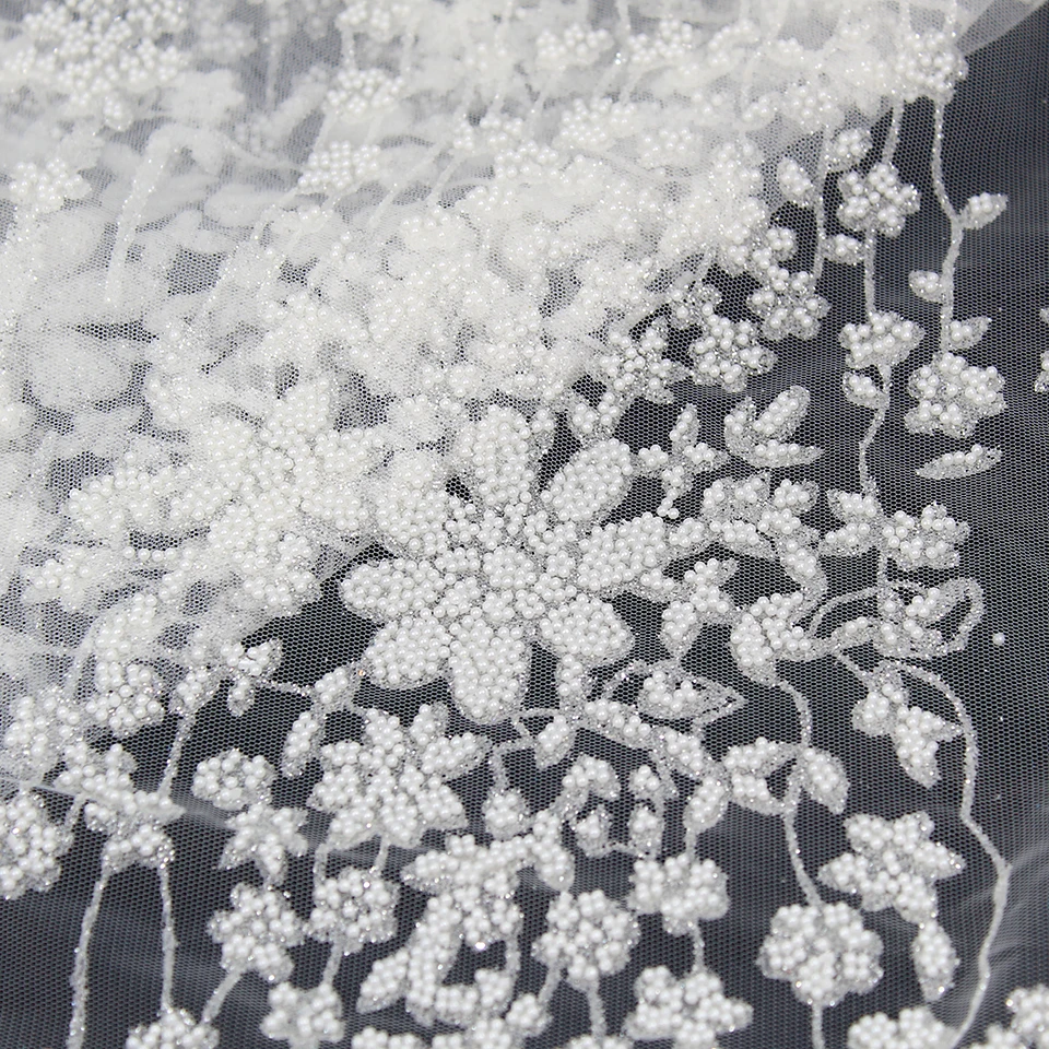 Bridal Luxury Quality French Tulle Pearl Flowers Heavy Beaded White Lace Wedding Fabric Party Dress Materials for Evening Gowns
Bridal Luxury Quality French Tulle Pearl Flowers Heavy Beaded White Lace Wedding Fabric Party Dress Materials for Evening Gowns