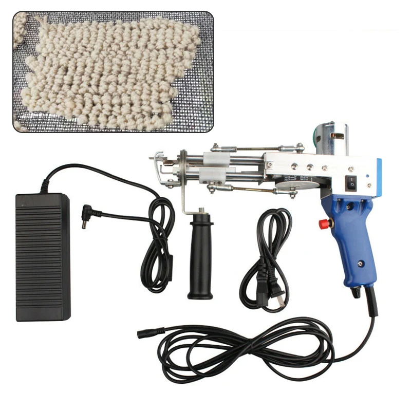 

110V-240V Electric Carpet Tufting Gun Hand Gun Carpet Weaving Flocking Machines Loop Pile TD-02 Power Tool 9-21mm Blue