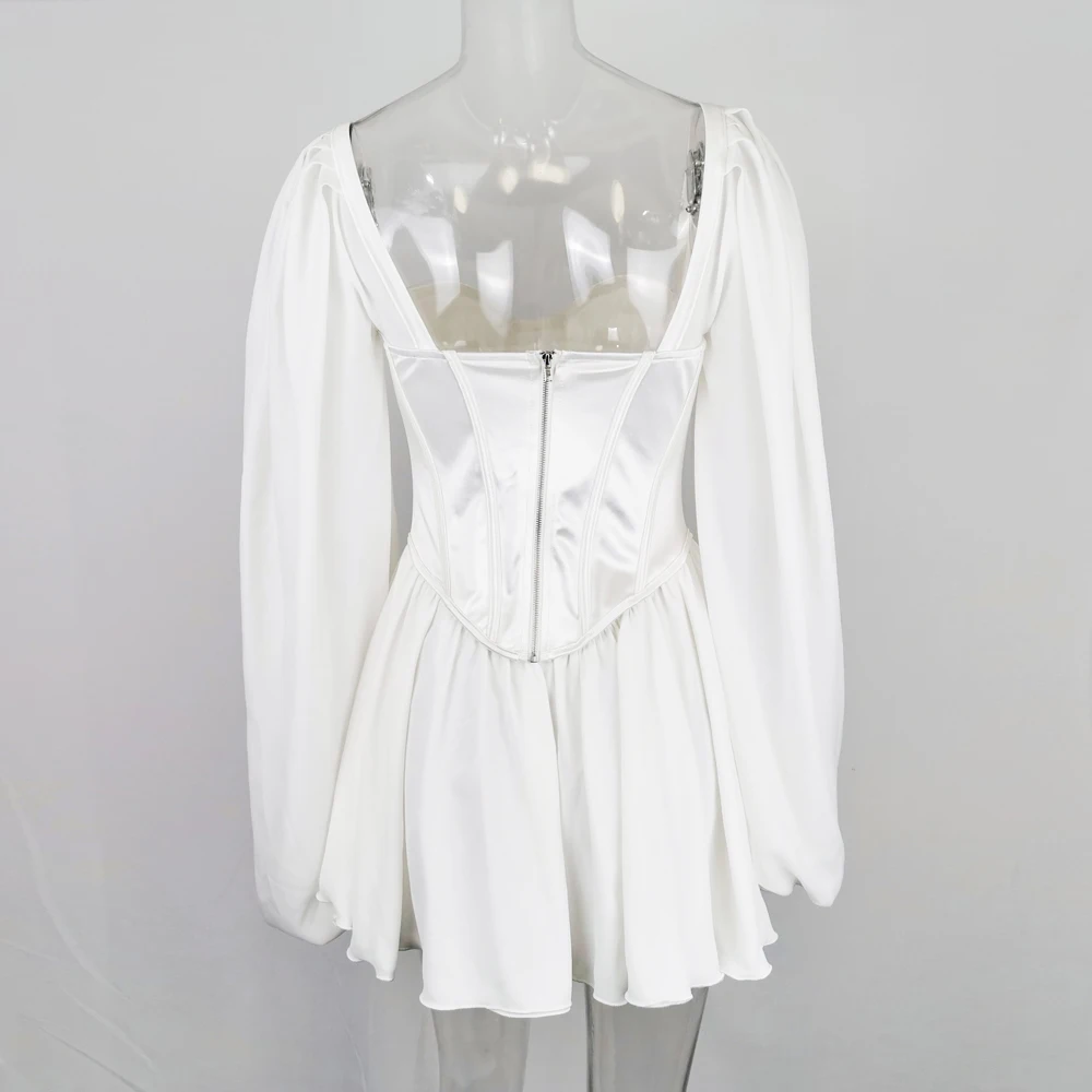 Lofrcy 2020 White Chiffon Belle Lantern Sleeve Satin Corseted Top Dress Women High Waist Ladies Elegant Loose Pleated Mini Dress
Lofrcy 2020 White Chiffon Belle Lantern Sleeve Satin Corseted Top Dress Women High Waist Ladies Elegant Loose Pleated Mini Dress