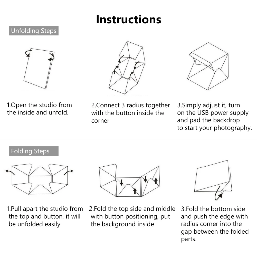 20/30/40cm Single Led Photo Studio Box Snap Button Photography Photo Mini Folding Studio Diffuse Soft Box Lightbox Background
20/30/40cm Single Led Photo Studio Box Snap Button Photography Photo Mini Folding Studio Diffuse Soft Box Lightbox Background