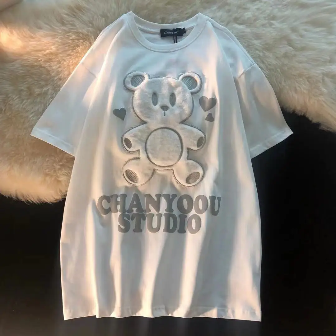 Summer Women'S Kawaii Printed Short-Sleeved T-Shirt Korean Version Of Loose Cute Cartoon Bear Cotton T-Shirt Female New Style
Summer Women'S Kawaii Printed Short-Sleeved T-Shirt Korean Version Of Loose Cute Cartoon Bear Cotton T-Shirt Female New Style