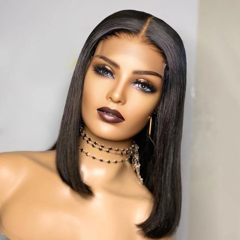 12Inch Black Blunt Short Bob Straight Synthetic Lace Front Wig For Women Preplucked Babyhair Daily Glueless Cosplay Wig
12Inch Black Blunt Short Bob Straight Synthetic Lace Front Wig For Women Preplucked Babyhair Daily Glueless Cosplay Wig