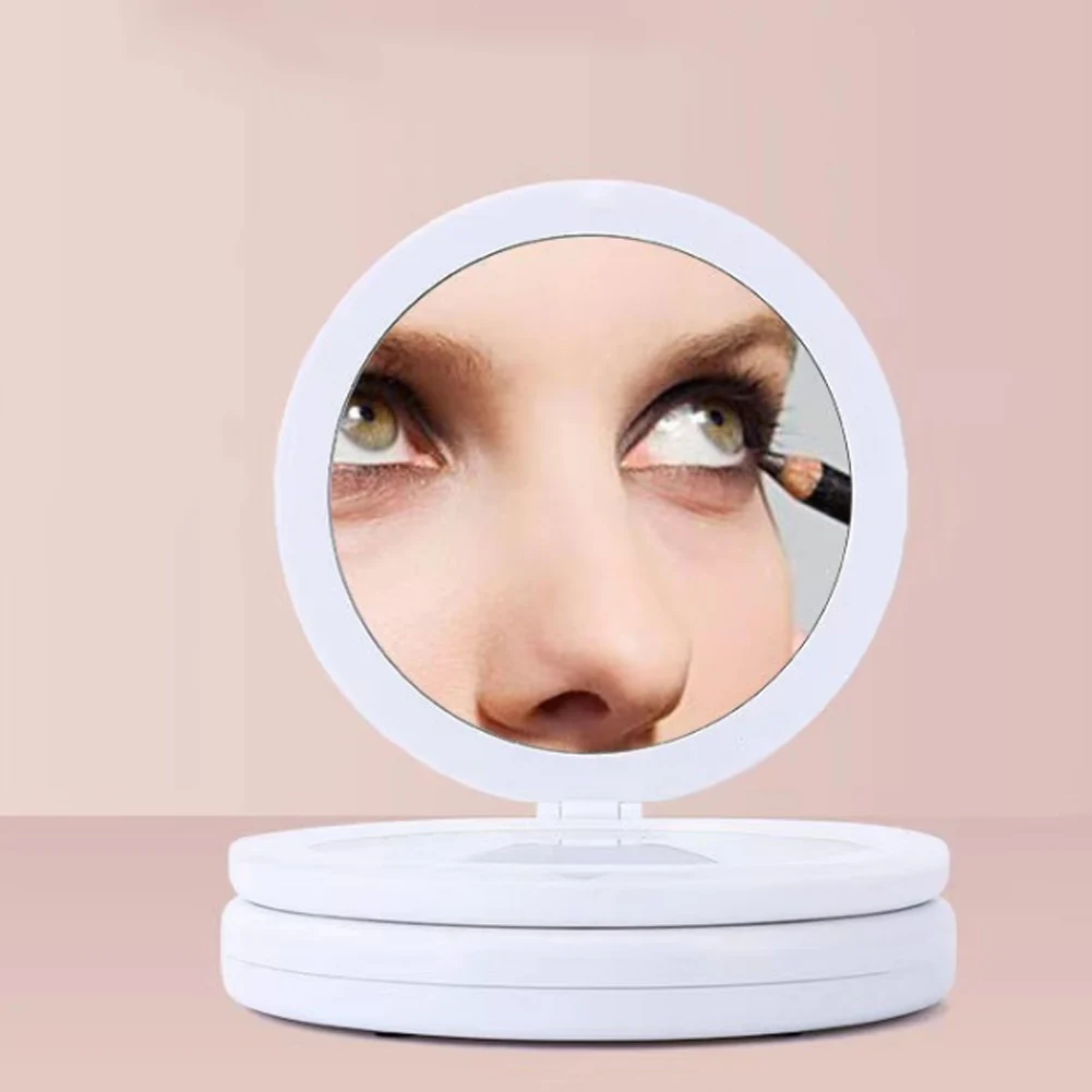 

1X/5X Magnification LED Lighted Makeup Mirror Double Folding Travel Portable Mirrors RP