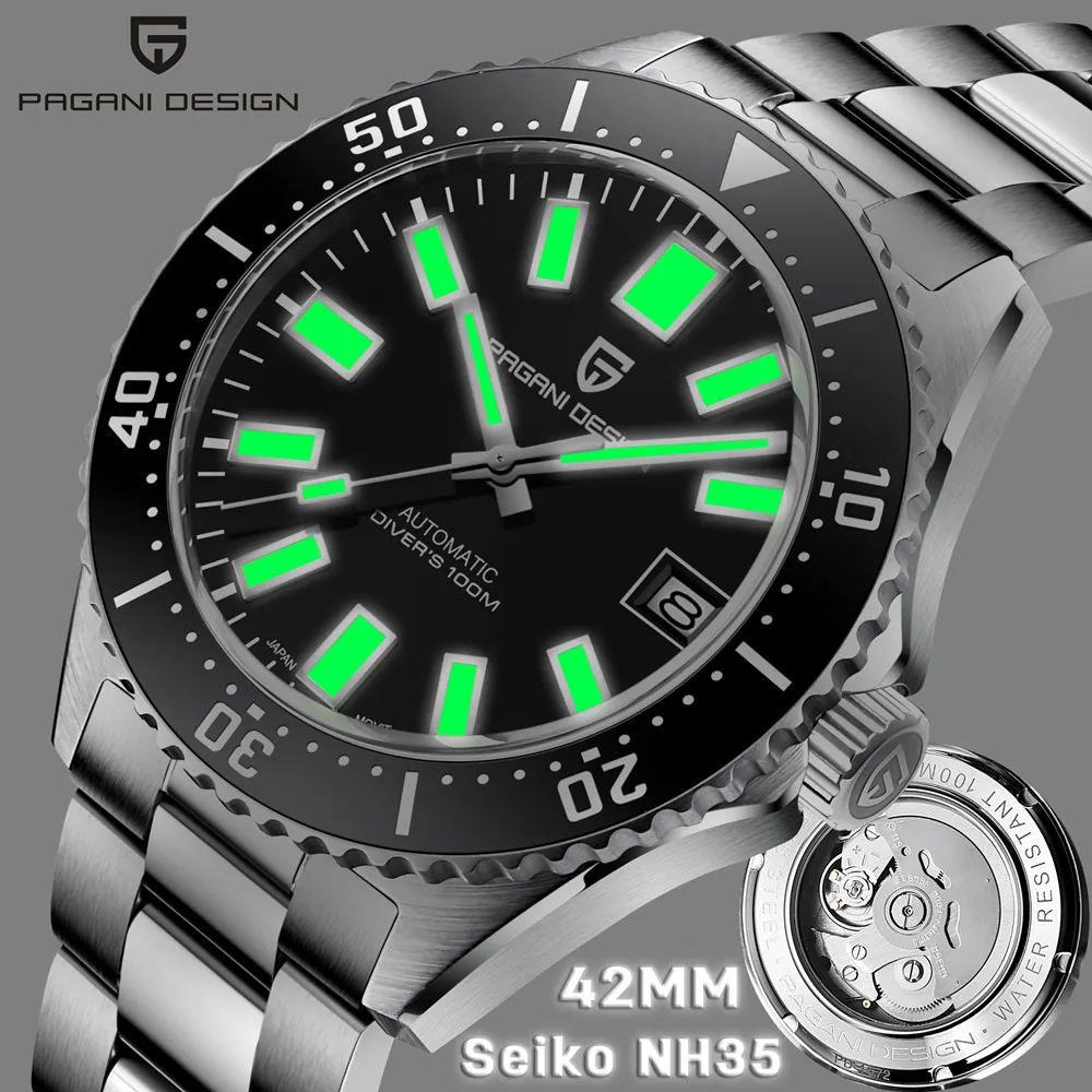 NewPAGNAI DESIGN Mechanical Ceramic Bezel NH35 Diving Luminous Watches Luxury Business 100M Waterproof Stainless Steel Men watch
NewPAGNAI DESIGN Mechanical Ceramic Bezel NH35 Diving Luminous Watches Luxury Business 100M Waterproof Stainless Steel Men watch