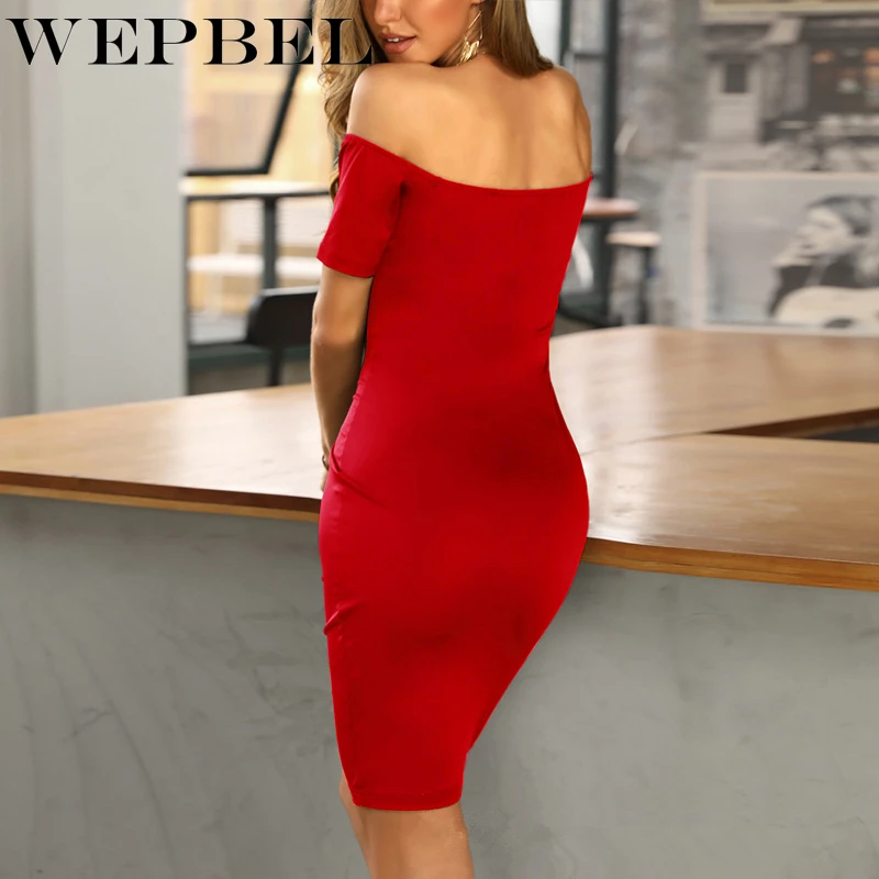 WEPBEL Women Summer Elegant Club Party Midi Dress Sexy Off Shoulder V Cut Neck Solid Color Bodycon Dress
WEPBEL Women Summer Elegant Club Party Midi Dress Sexy Off Shoulder V Cut Neck Solid Color Bodycon Dress