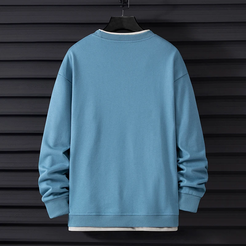 2021 Men's New Round Neck Sweater Fake Two Pieces Stitching Capless Loose Trend All-Match
2021 Men's New Round Neck Sweater Fake Two Pieces Stitching Capless Loose Trend All-Match