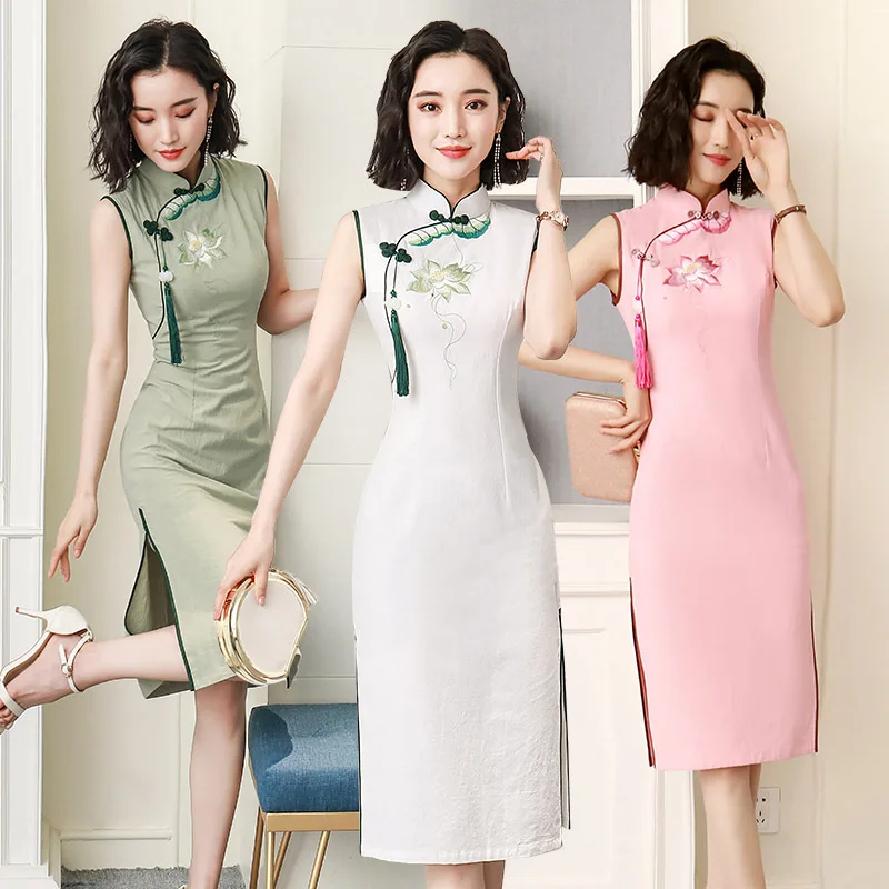 BALDAUREN 2021 New Sexy Mid-Length Slim Vintage Qipao Summer New Lady Cheongsam Sleeveless Grace Party Prom Gown Large Size
BALDAUREN 2021 New Sexy Mid-Length Slim Vintage Qipao Summer New Lady Cheongsam Sleeveless Grace Party Prom Gown Large Size