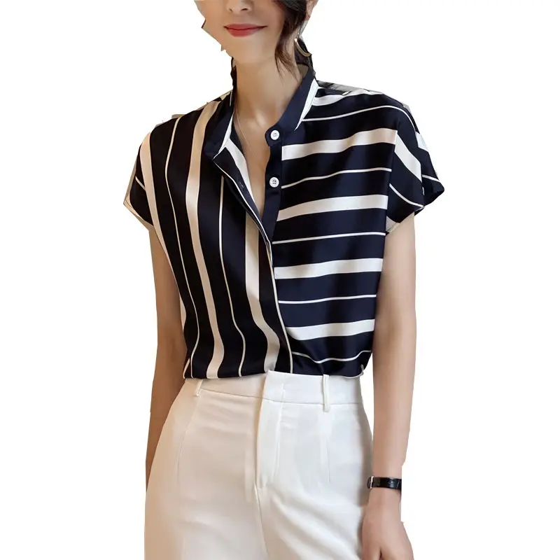 New Blouse Women Casual Striped Top Shirts Blouses Female Blusas Summer Short sleeve Ladies Office Top Wholesale
New Blouse Women Casual Striped Top Shirts Blouses Female Blusas Summer Short sleeve Ladies Office Top Wholesale