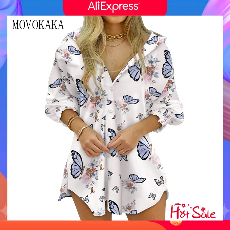 MOVOKAKA Spring Summer Shirt Dresses Sexy Casual V-Neck Butterfly Print Long Sleeve Dress Beach Vestidos Party 2022 Dress Women
MOVOKAKA Spring Summer Shirt Dresses Sexy Casual V-Neck Butterfly Print Long Sleeve Dress Beach Vestidos Party 2022 Dress Women