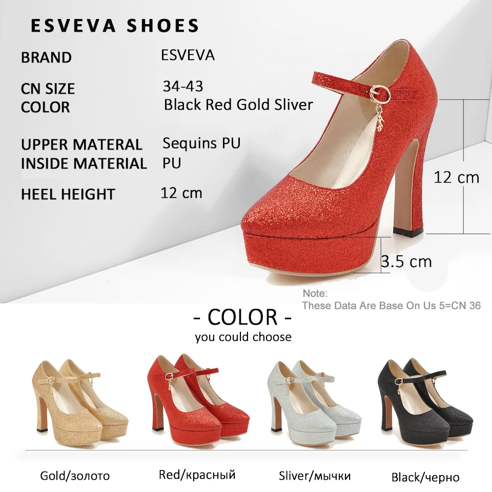 ESVEVA 2019 Women Pumps Sequins PU Pointed Toe Summer Square High Heels Shallow Women Shoes Western Style Pumps 34-43 Bling
ESVEVA 2019 Women Pumps Sequins PU Pointed Toe Summer Square High Heels Shallow Women Shoes Western Style Pumps 34-43 Bling