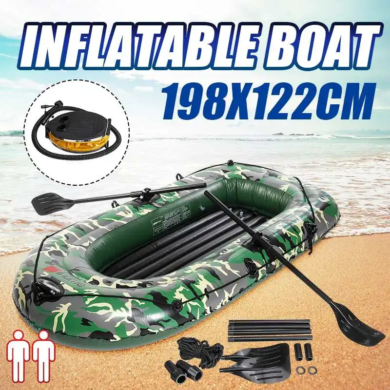 198x122cm 2 Person Inflatable Rowing Boat Bearing 150kg Durable PVC Rubber Fishing Boat Set with Paddles Pump Other Set
198x122cm 2 Person Inflatable Rowing Boat Bearing 150kg Durable PVC Rubber Fishing Boat Set with Paddles Pump Other Set