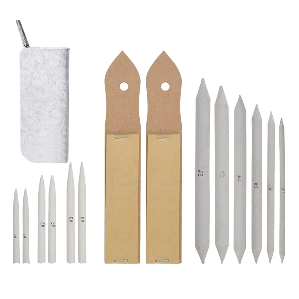 15pcs Stumps and Tortillions Set Sandpaper Pencil Sharpener Pointer Art Blenders Sketch Drawing Tools (Dark Grey Bag)
15pcs Stumps and Tortillions Set Sandpaper Pencil Sharpener Pointer Art Blenders Sketch Drawing Tools (Dark Grey Bag)