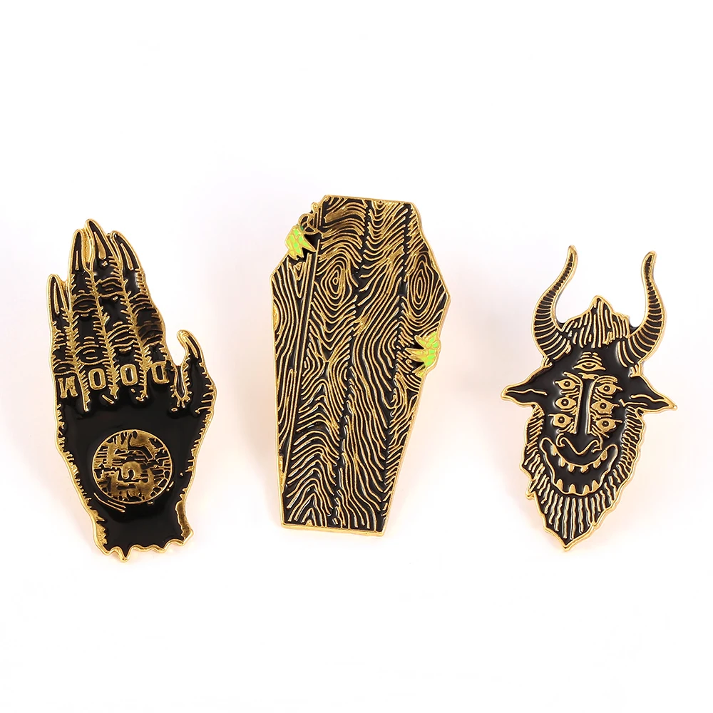 Hands of doom брошь сатана sees all Coffin creep заколка на Хеллоуин Значки эмаль булавки Ужасы