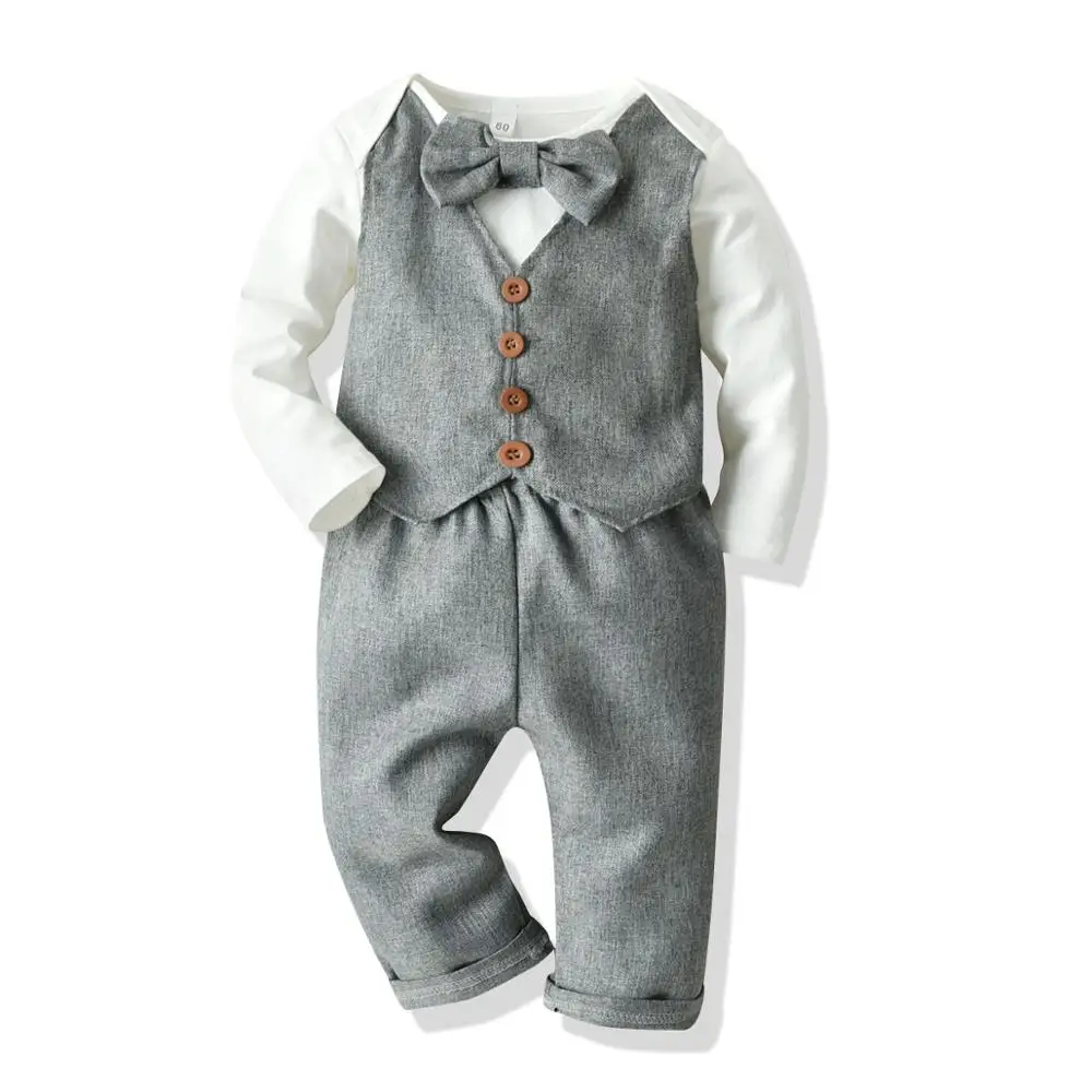 Новорожденный фальшивой жилеткой комбинезон одежда для маленьких мальчиков, костюм, комплект с верхом с длинными рукавами белые и Серые майки для малышей Боди Комплект Одежда для мальчиков младенцев 
Новорожденный фальшивой жилеткой комбинезон одежда для маленьких мальчиков, костюм, комплект с верхом с длинными рукавами белые и Серые майки для малышей Боди Комплект Одежда для мальчиков младенцев