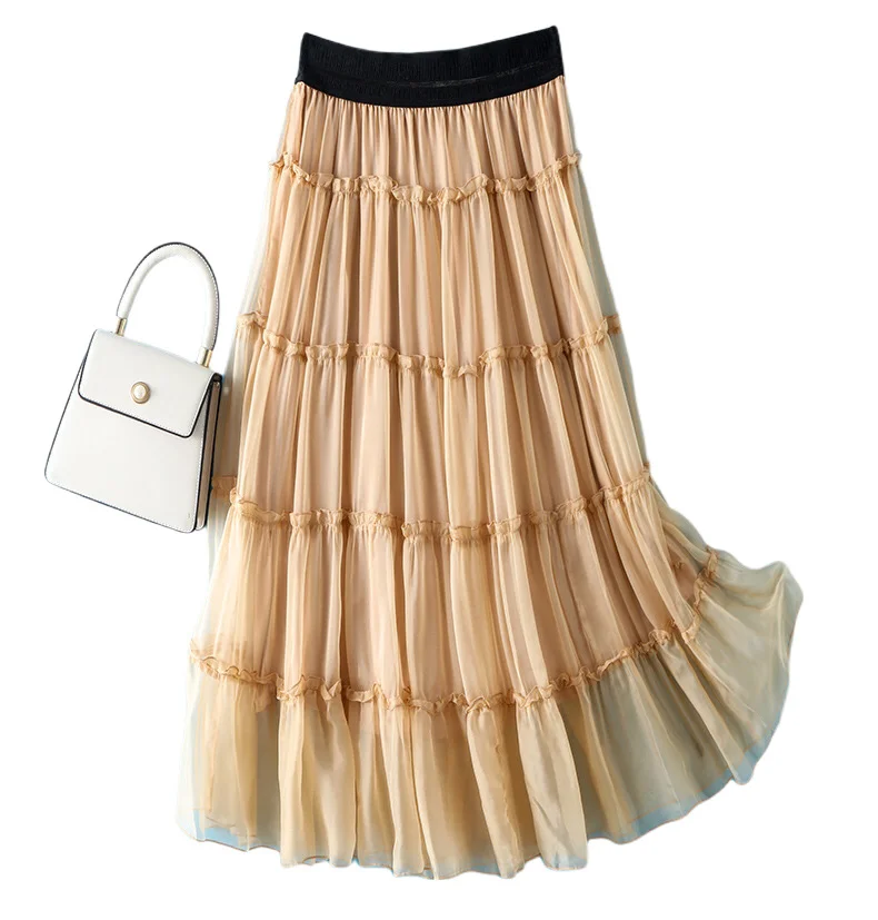 Pure Layer By Layer Ruffle Silk Skirt New Short Skirt Slim Temperament Elastic Waist Skirt Woman Skirts
Pure Layer By Layer Ruffle Silk Skirt New Short Skirt Slim Temperament Elastic Waist Skirt Woman Skirts
