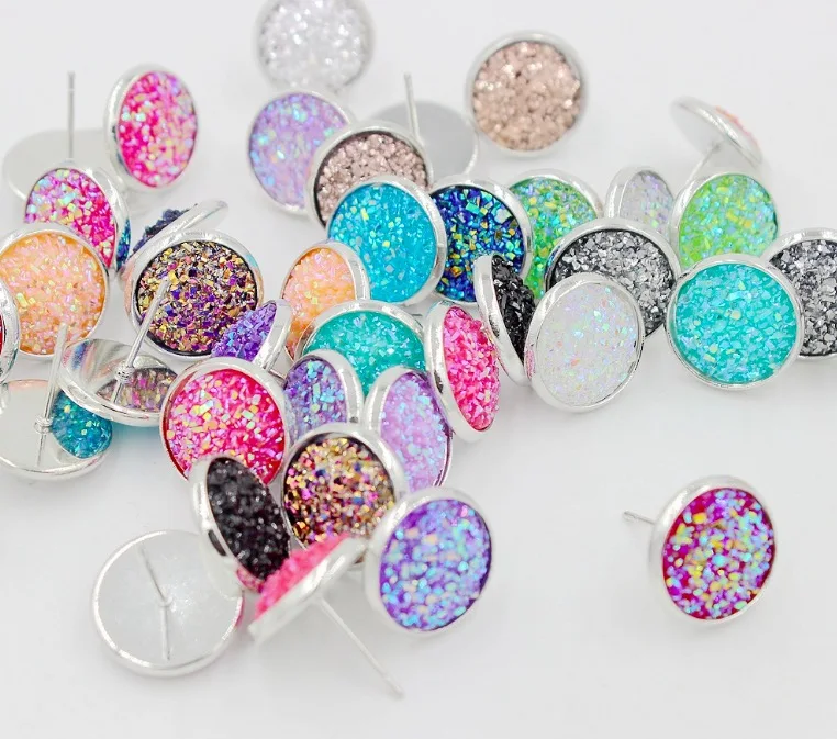 20PCS Round Resin Charms 12MM Flat Back Cabochons Charm For Jewelry Making Stud Earring Accessories | Украшения и аксессуары