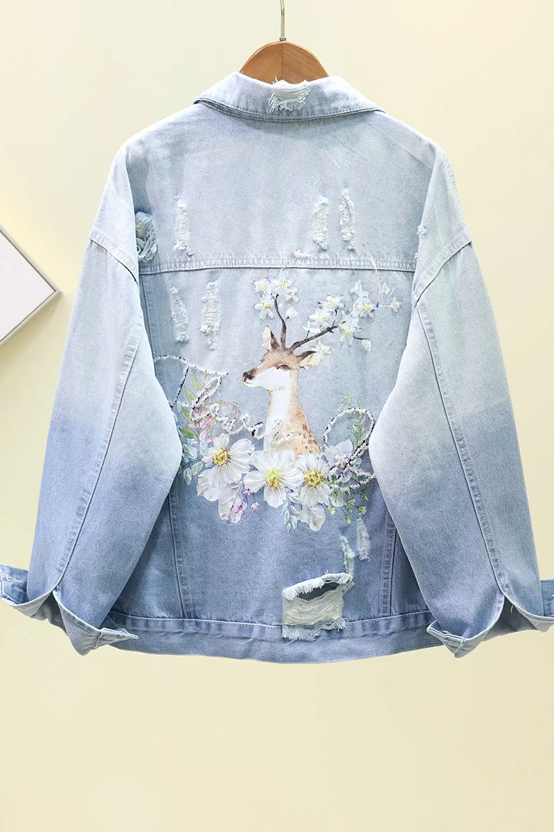 Autumn 2019 Korean Fashion Loose Short Jacket Women Beading Flower Animal Print Jacket Casual Hole Jacket Outerwear Casaco
Autumn 2019 Korean Fashion Loose Short Jacket Women Beading Flower Animal Print Jacket Casual Hole Jacket Outerwear Casaco