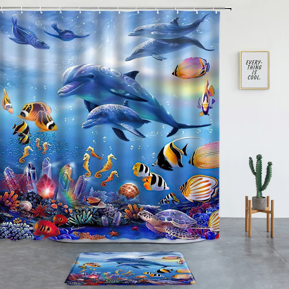 Dolphin Shower Curtains Set Baths Mats Ocean Animal Underwater World Tropical Fish Bathroom Decor Screen Entrance Door Mat Rugs
Dolphin Shower Curtains Set Baths Mats Ocean Animal Underwater World Tropical Fish Bathroom Decor Screen Entrance Door Mat Rugs
