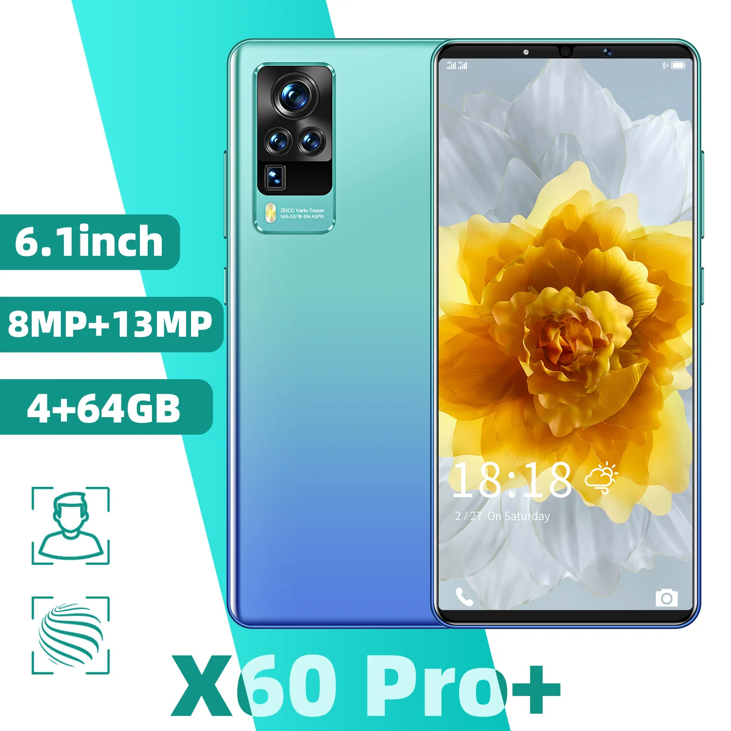 New Arrival Cheap Phone X60 Pro+ 2021 Global Version Android 6.1 Inch Smartphone 8+13MP 4+64G MTK6889 10 Core 4G 5G Face ID
New Arrival Cheap Phone X60 Pro+ 2021 Global Version Android 6.1 Inch Smartphone 8+13MP 4+64G MTK6889 10 Core 4G 5G Face ID