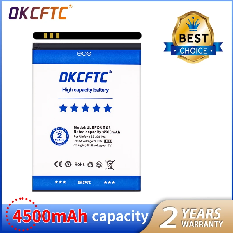 4500mAh Ulefone S8 Battery Replacement S8pro Li-ion Cell Phone Batteries for Ulefone S8/S8 pro MTK6737 MTK6580
4500mAh Ulefone S8 Battery Replacement S8pro Li-ion Cell Phone Batteries for Ulefone S8/S8 pro MTK6737 MTK6580