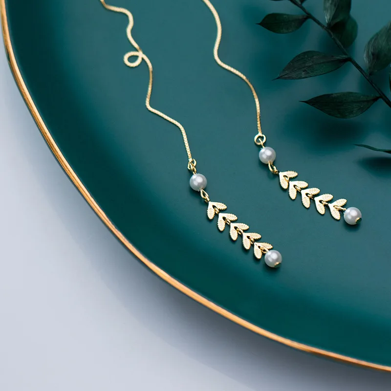 YAOLOGE 925 Sterling Silver Fashion Leaf Moonstone Tassel Long Earrings Female Couple A Pair of Exquisite Jewelry Earrings
YAOLOGE 925 Sterling Silver Fashion Leaf Moonstone Tassel Long Earrings Female Couple A Pair of Exquisite Jewelry Earrings