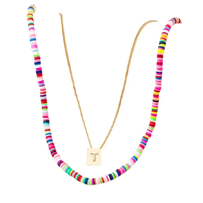 Ins Gold Yellow Colorful Polymer Clay Beads Letter A T Pendant Choker Necklaces Trendy Korean Fashion Women Party Jewelry
Ins Gold Yellow Colorful Polymer Clay Beads Letter A T Pendant Choker Necklaces Trendy Korean Fashion Women Party Jewelry
