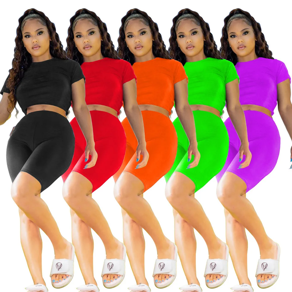 Solid Plus Size Two Piece Shorts Sets for Women Short Sleeve Crop Top High Waist Biker Short Summer Sporty Running Club Outfits
Solid Plus Size Two Piece Shorts Sets for Women Short Sleeve Crop Top High Waist Biker Short Summer Sporty Running Club Outfits