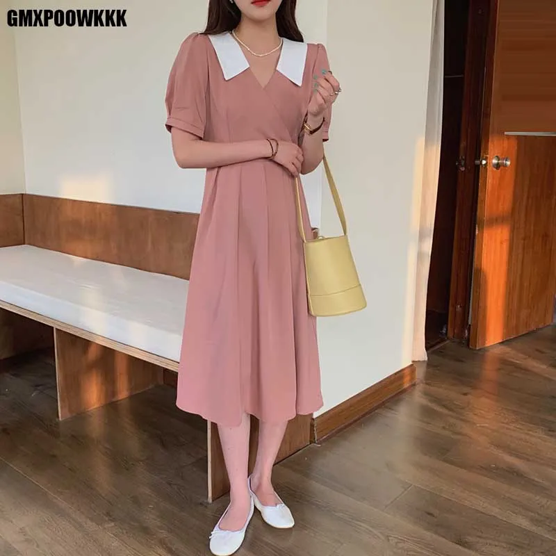 Elegant Office Women Dress Korean Summer New 2021 Fashion Short Sleeve V-Neck Dresses One-Piece For Female Slim Dress Midi Dress
Elegant Office Women Dress Korean Summer New 2021 Fashion Short Sleeve V-Neck Dresses One-Piece For Female Slim Dress Midi Dress