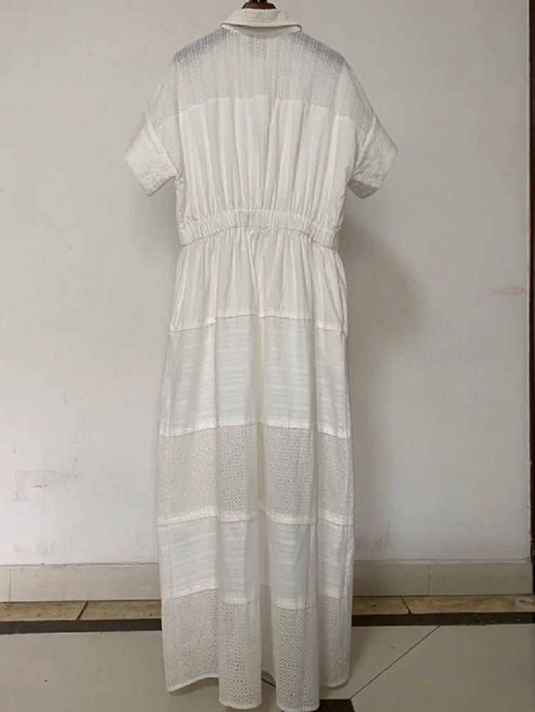 100%Cotton Long Dress 2020 Spring Summer Women Turn-down Collar Hollow Out Embroidery Short Sleeve Casual Long Shirt Style Dress 
100%Cotton Long Dress 2020 Spring Summer Women Turn-down Collar Hollow Out Embroidery Short Sleeve Casual Long Shirt Style Dress