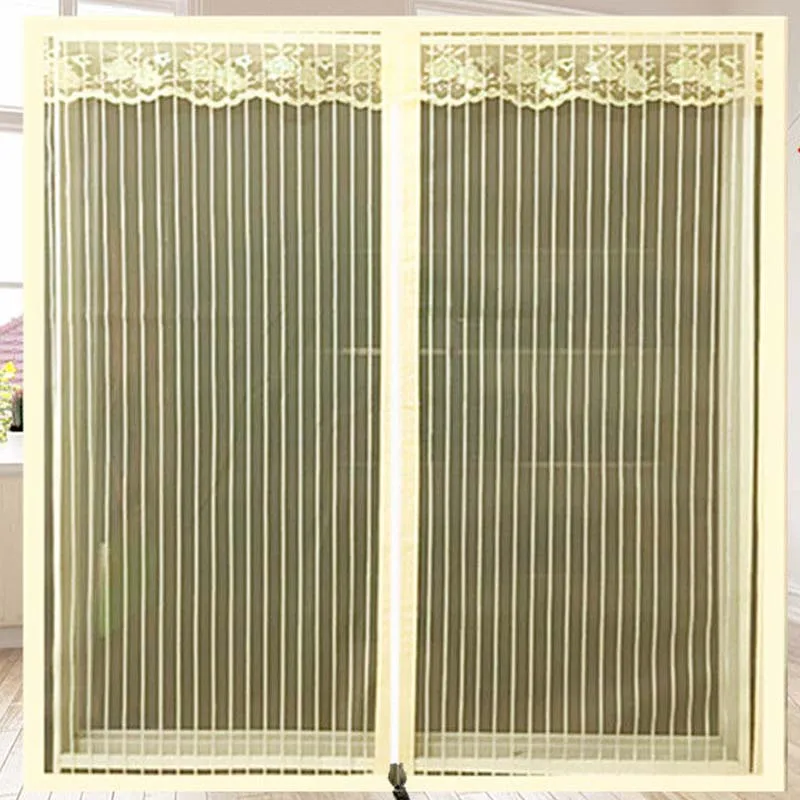 

Light Yellow Stripes Window Zipper Opening Mesh Home Bedroom Kitchen Bathroom Toliet Screen Yarn Fly Anti-Mosquito Net Curtain