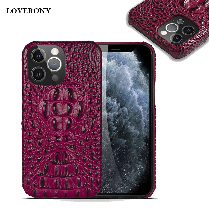 

Real Leather Case For iPhone 13 Mini Pro Max Protective Back Cover Luxury Crocodile Grain Cases For iPhone 11 12 XR XS MAX Capa