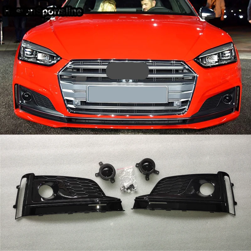 

A5 Fake ACC Honeycomb Front Sport Fog Lamp Cover Fog Light Grill for Audi S5 SLINE 2016-2019 Car Styling Accessories