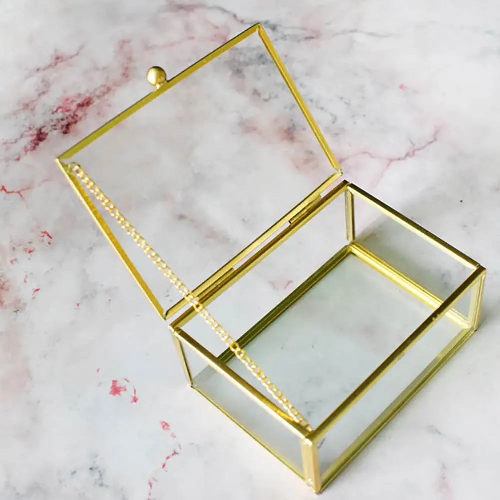 Open Lid Jewelry Ring Box Glass Jewelry Box Rectangular Transparent Small Jewelry Storage Box With Golden And Lid
Open Lid Jewelry Ring Box Glass Jewelry Box Rectangular Transparent Small Jewelry Storage Box With Golden And Lid
