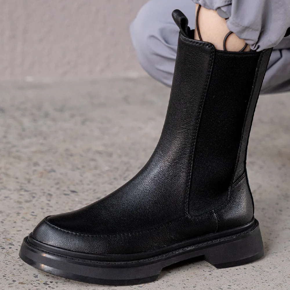 Women's genuine leather elastic fabric patchwork slip-on thick sole platform flats autumn ankle boots casual chelsea boots shoes
Women's genuine leather elastic fabric patchwork slip-on thick sole platform flats autumn ankle boots casual chelsea boots shoes