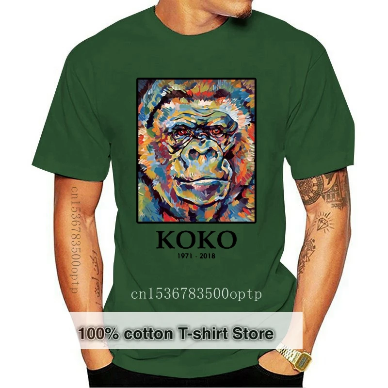 Модная Классическая футболка Koko с изображением памятника гориллы 
Модная Классическая футболка Koko с изображением памятника гориллы