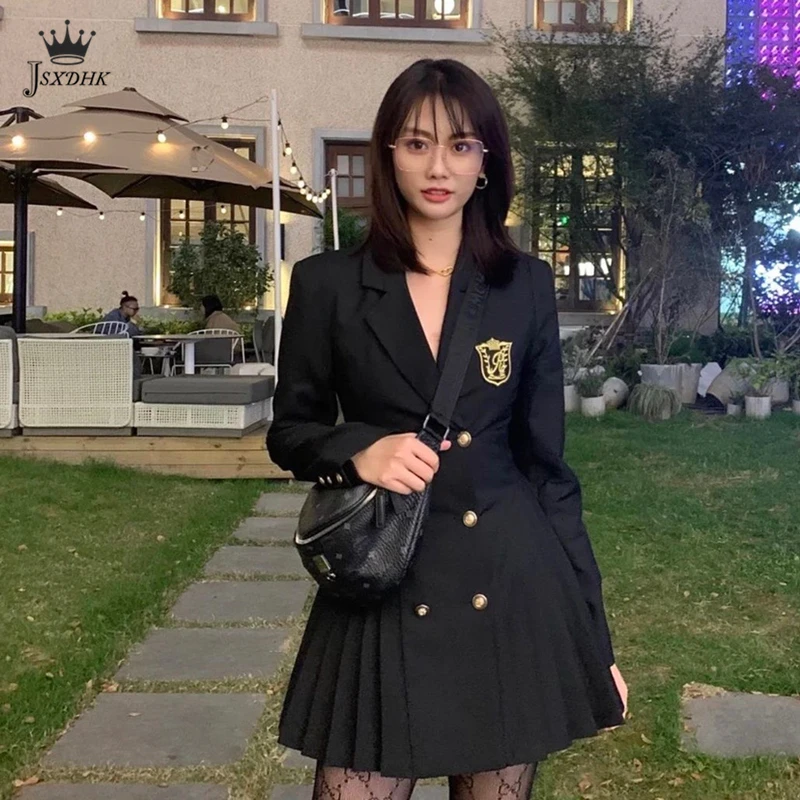Women Autumn New Fashion Blazer Dress Double Breasted Long Sleeve A-line Mini Dress Harajuku Preppy Japanese Elegant Office Lady
Women Autumn New Fashion Blazer Dress Double Breasted Long Sleeve A-line Mini Dress Harajuku Preppy Japanese Elegant Office Lady
