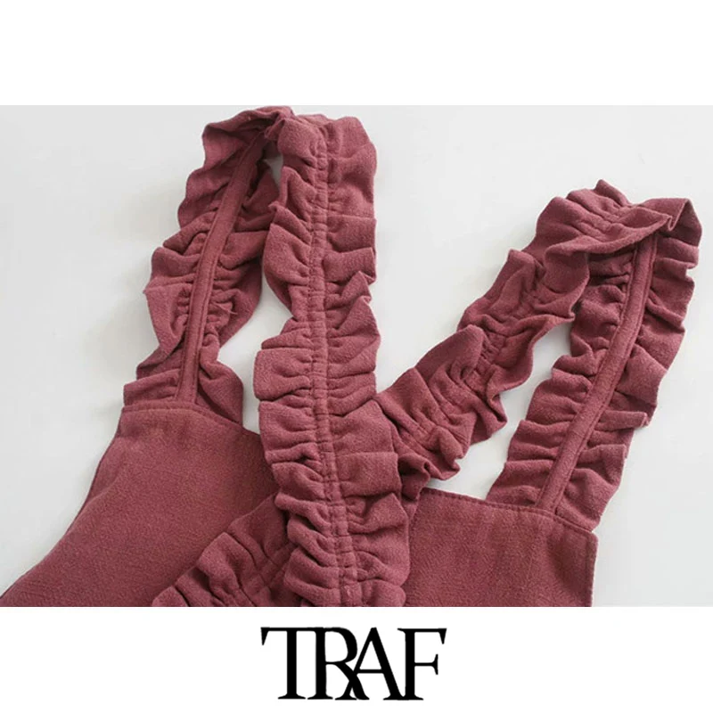 TRAF Women Fashion With Ruffled Straps Midi Pinafore Skirt Vintage Backless Cross Side Buttons Female Skirts Mujer
TRAF Women Fashion With Ruffled Straps Midi Pinafore Skirt Vintage Backless Cross Side Buttons Female Skirts Mujer