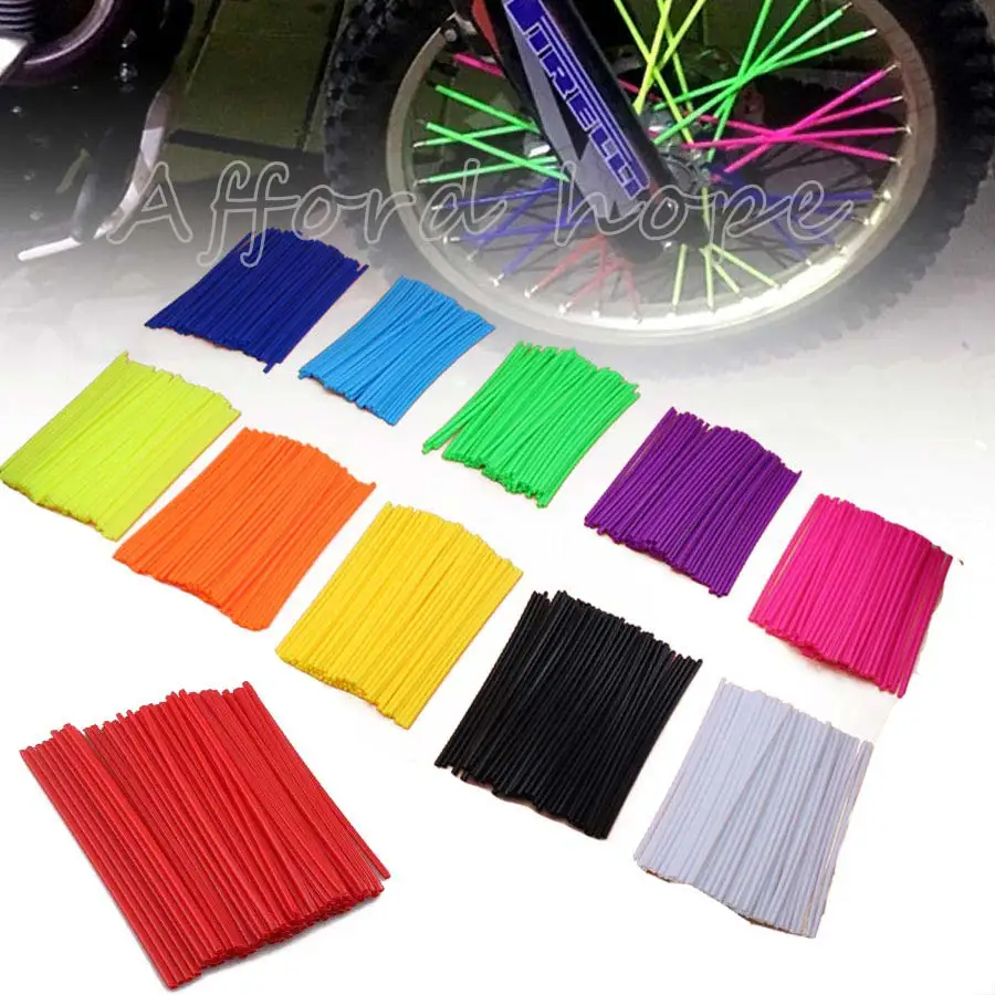 

Universal Fit Most of Motorcycle Bike Custom Colorful Motocross Dirtbike Wheel Rim Wrap Cover Kit 72pcs Spoke Skin Tubes Covers