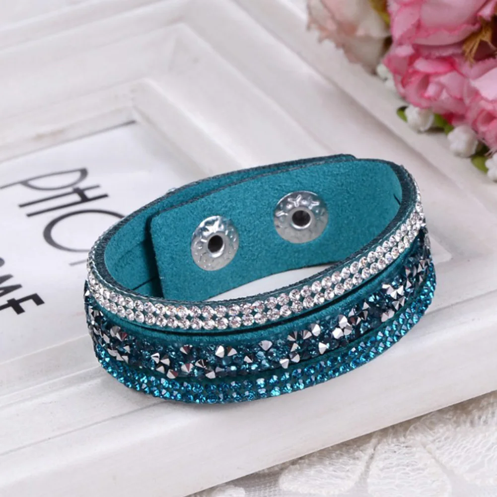 Charm Leather Bracelet Rhinestone Crystal Bracelet Wrap Bracelets For Women Velvet Bangle Snap Button Closure Wrist Cuff
Charm Leather Bracelet Rhinestone Crystal Bracelet Wrap Bracelets For Women Velvet Bangle Snap Button Closure Wrist Cuff